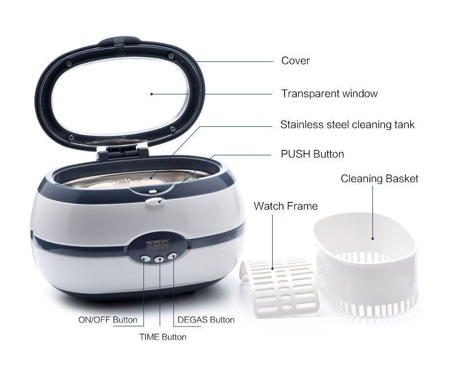 35w Compact Ultrasonic Cleaner Custom 600ml Ultrasonic Cleaner 40kHz For Denture Watch Jewelry
